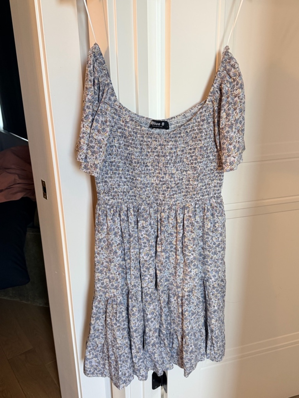 Blue B Floral Smocked Mini Dress in Light Blue